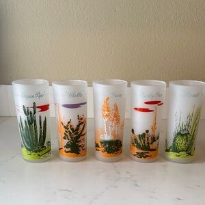 Mid Century Vintage Arizona Blakey Oil & Gas Frosted Glasses Set of 5